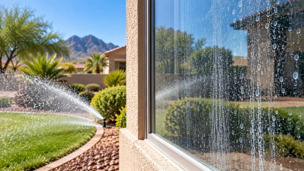 sprinkler water spots on windows Phoenix